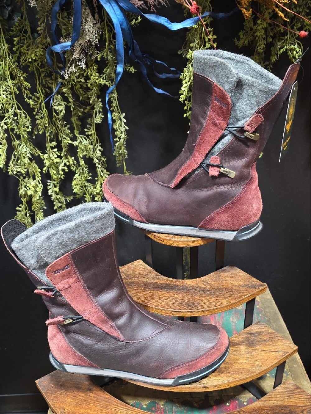 Teva Women's Burgundy and Gray Lace-Up Boots - Picture 3 of 10